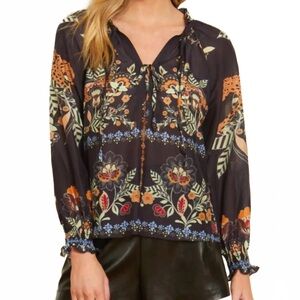 Anthropologie Caballero Aurelia Long Sleeve Top in “Vintage Cheetah”